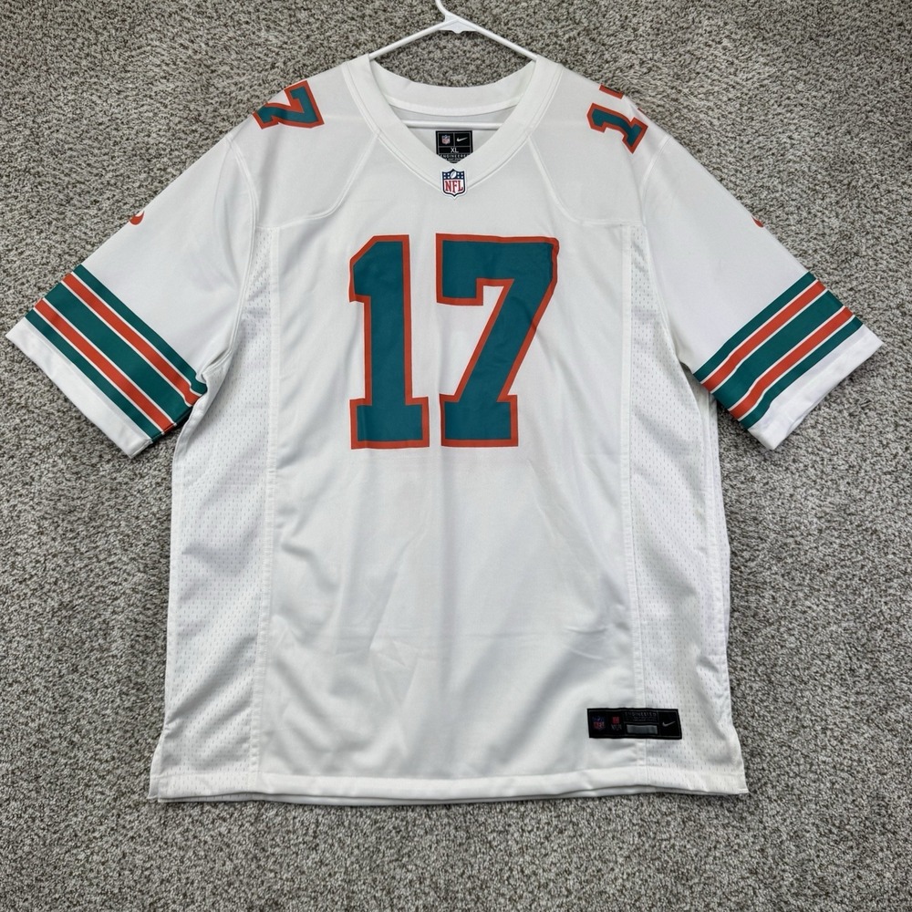 Miami Dolphins Jersey Men's Size XL Jaylen Waddle #17 White Away Nike Engineered